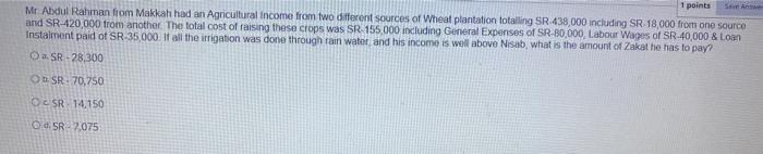 plz solve it very fast 1 points Mr Abdul Rahman from Makkah