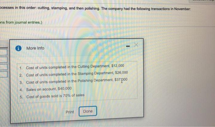move through the processes in this order, cutting stamping, and then polishing.