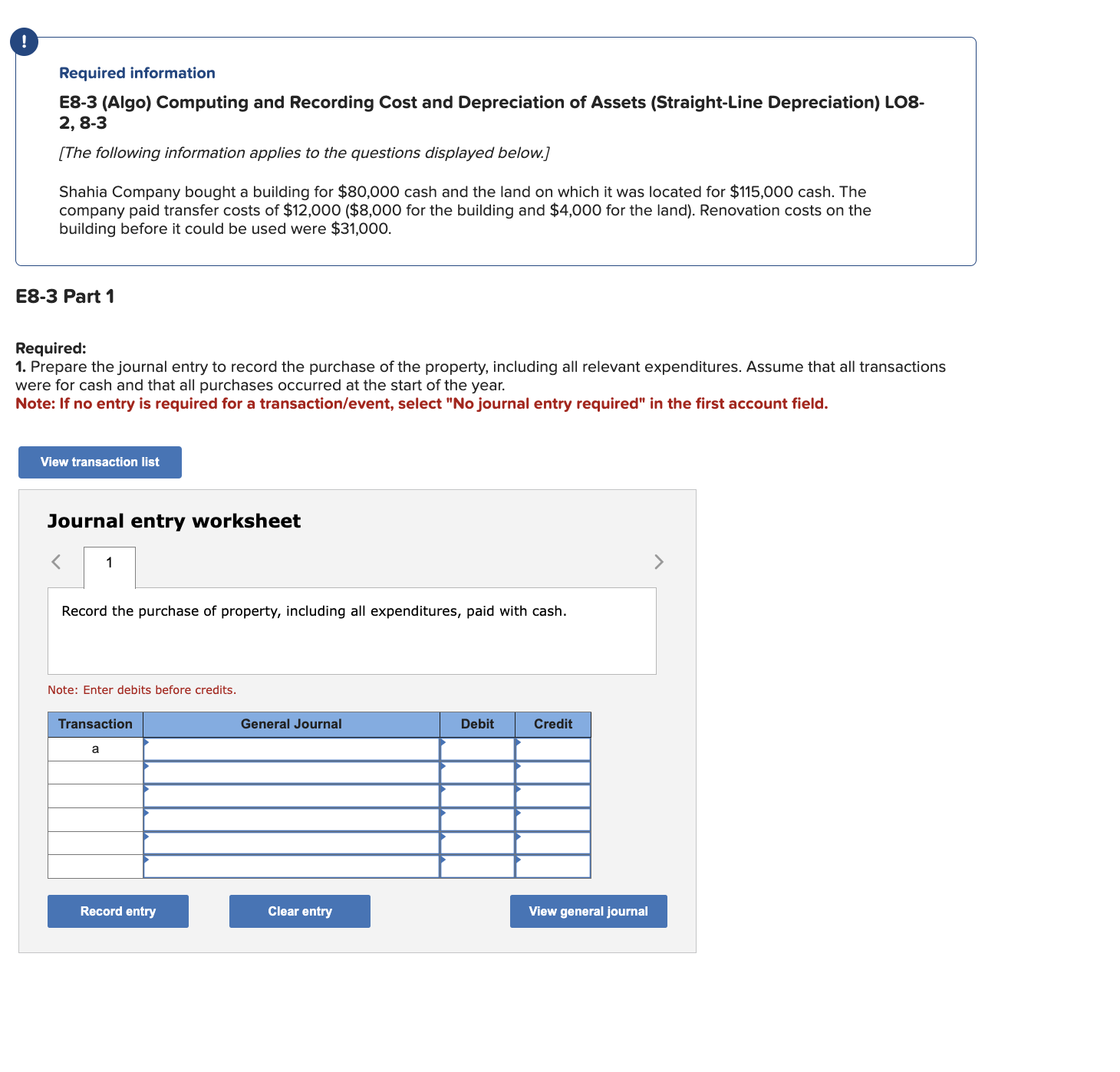 This is all one question, thank you so much! Required information E8-3