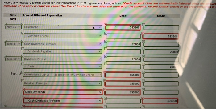 its reports using IFRS. The following information relates to its shareholders' equity