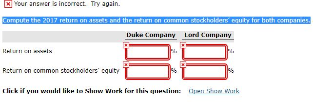 2017, and December 31, 2016. Compute the 2017 return on assets and