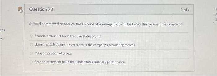  ces ve Question 73 A fraud committed to reduce the amount