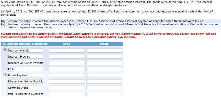 (a) Prepare the entry to record the interest expense at October
