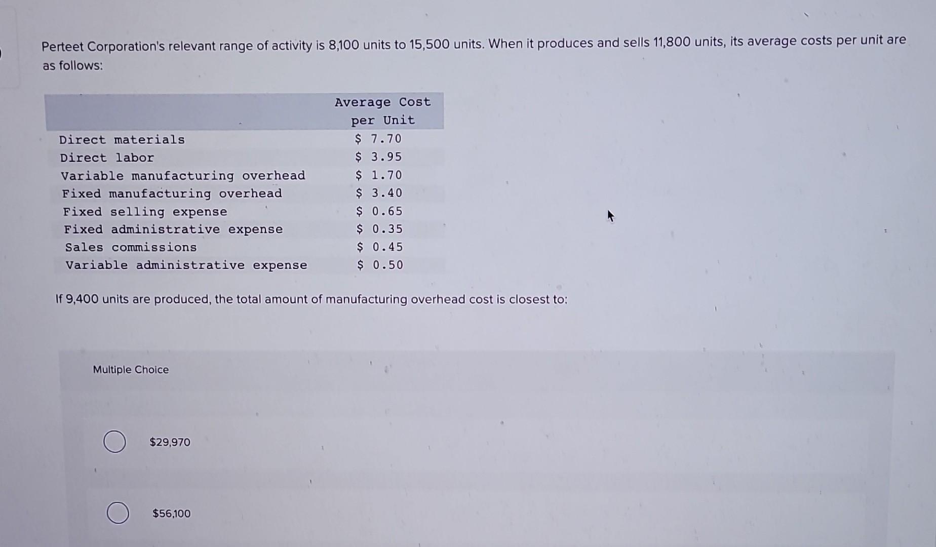  please answer clearly and with steps. Perteet Corporation's relevant range of