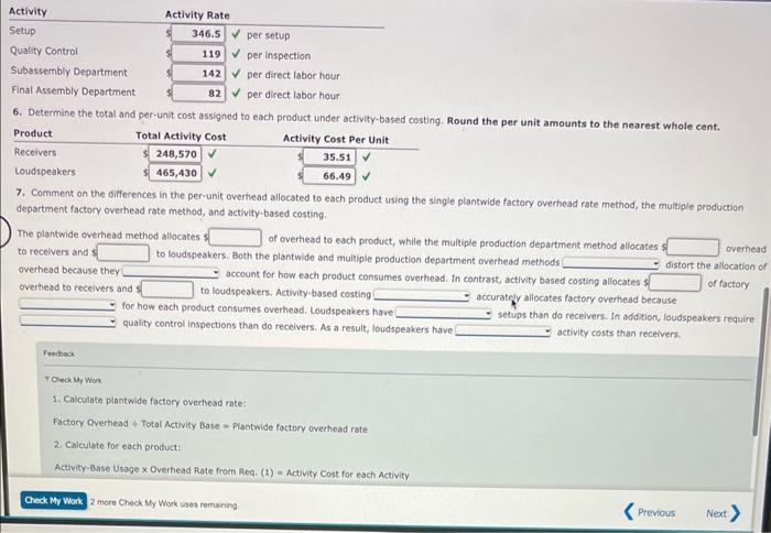 hour 2. Determine the total and per-unit factory overhead costs allocated to