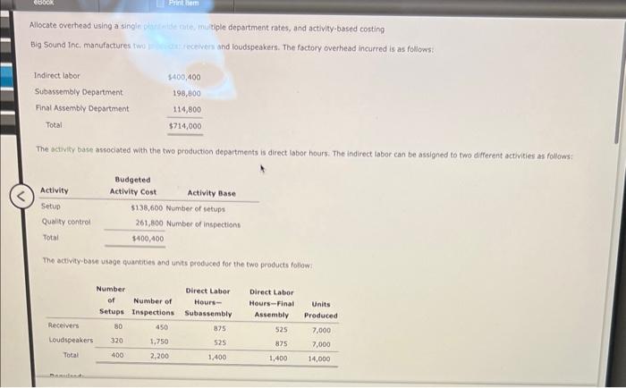 each product, using the plantwide overhead rate in (1). Round per unit