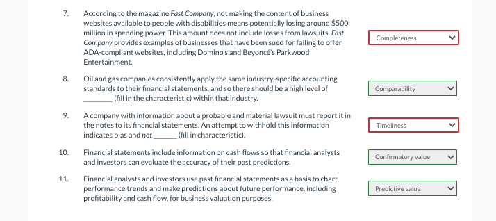 following information quality characteristic that either most accurately applies to the situation,