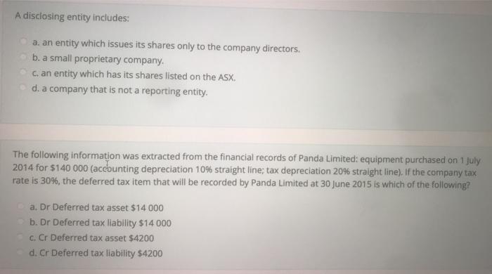  A disclosing entity includes: a. an entity which issues its shares