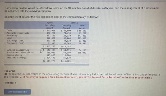 ) proposal 1 proposal 2 Myers Company Lid was formed 10 years