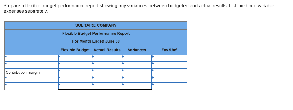Sales, Variable expenses, & Income from operations) Exercise 8-3 Preparing a flexible