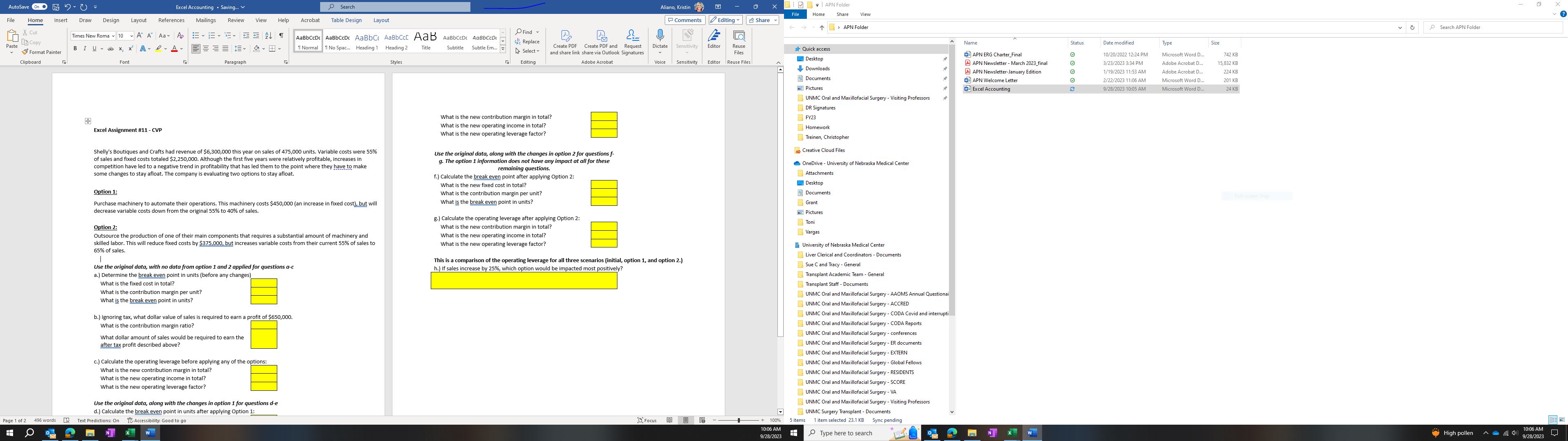 Excel Assignment \#11 - CVP What is the new operating income