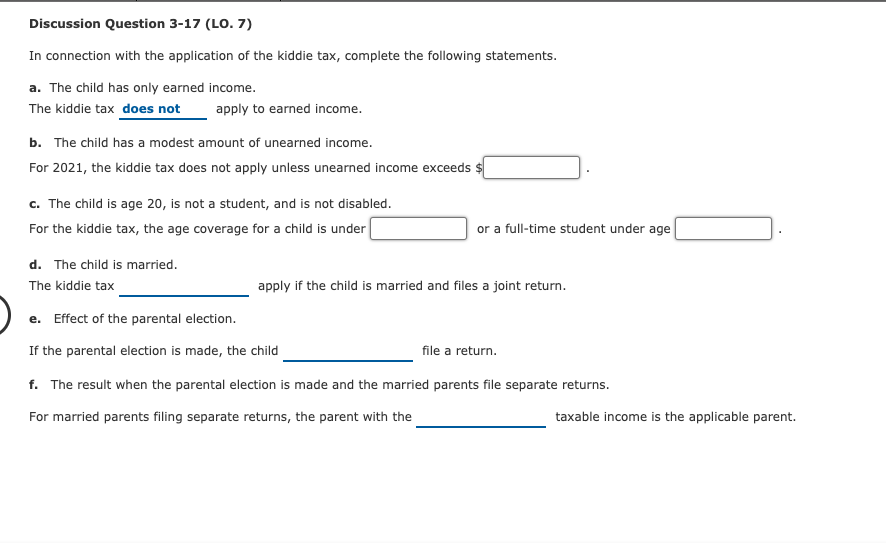 Discussion Question 3-17 (LO. 7) In connection with the application of