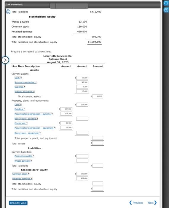 Sheet Below is the balance sheet for Labyrinth Services Co., which contains