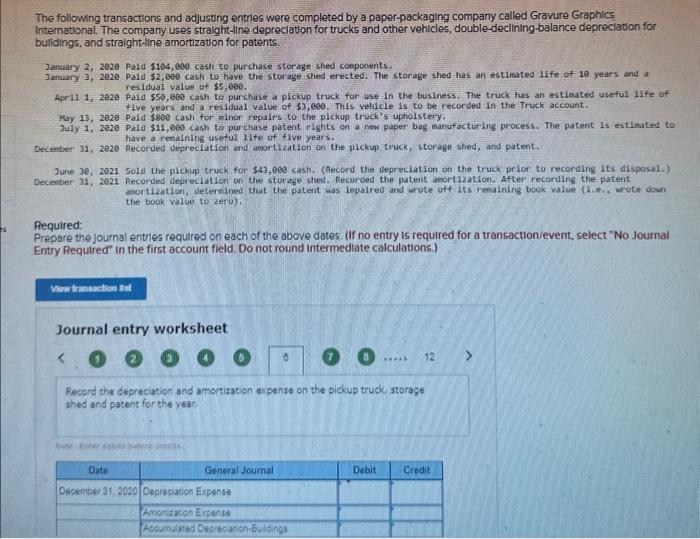Please help me answer the following journal entry worksheet. Please answer in
