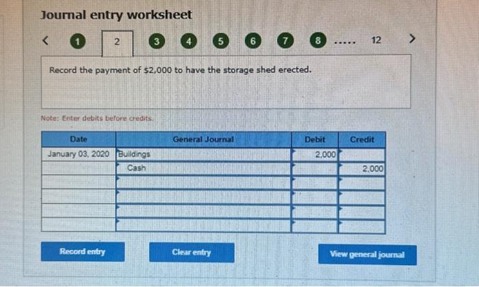 purchase of a pickup truck for $50,000. Noke: Enter debits befort credits: