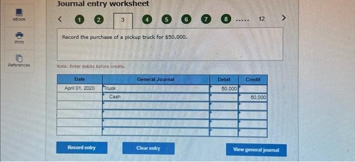 Inurnal entry wnrksheet Journal entry worksheet Record the payment of $2,000 to