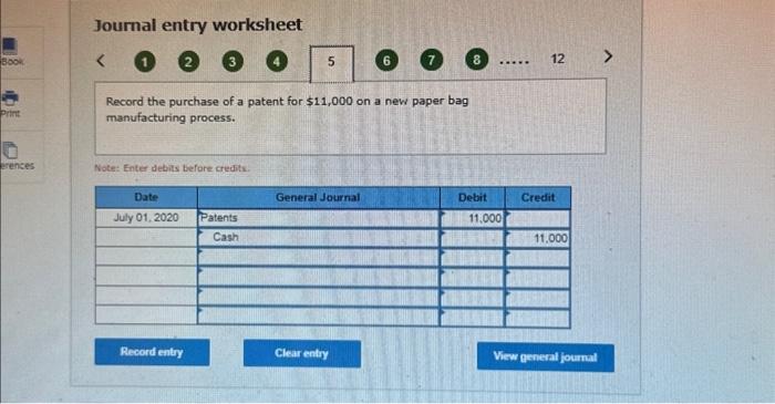worksheet Note: Enter aebits before croults: Journal entry worksheet (1) (2) 3.