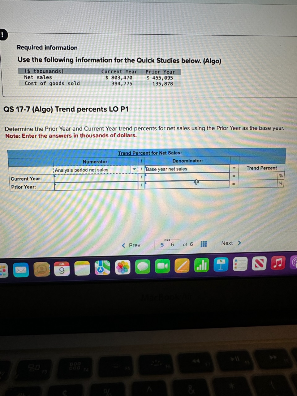  Required information Use the following information for the Quick Studies below.