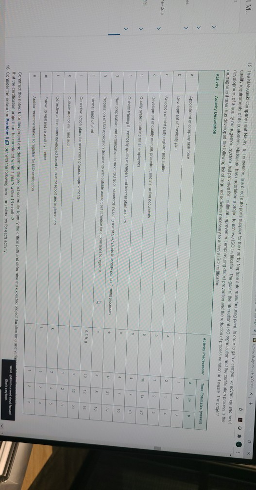  question 15 IX Upload Assignment HW CHO X + M... O>>