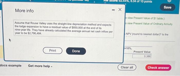 following estimates concerning the expansion: (Click the icon to view Present Value
