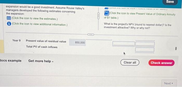 lodge expansion to have a residual value of $850,000 at the end
