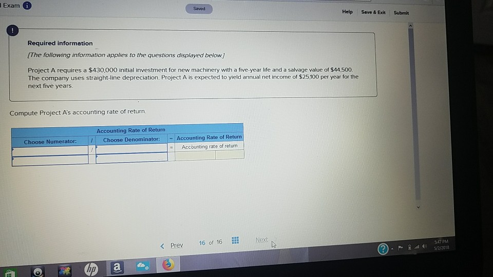  please help me lExam Saved Help Save & Exit Submit Required