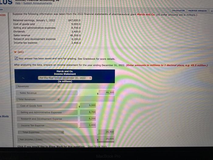  US Help System Announcements CALCULATOR PRINTER VERSION RCES Suppose the following