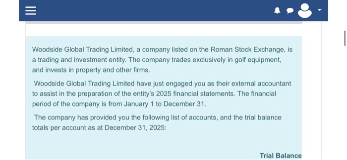  please answer the below question Woodside Global Trading Limited, a company
