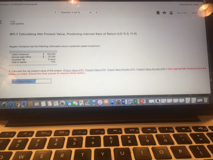  Chapter 11 GRADED Homework instructions h Question 2 (ot 7) Save