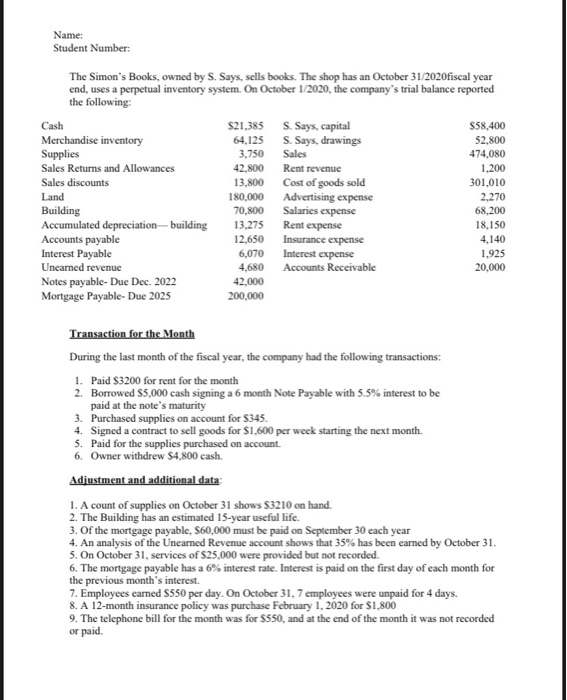  accounts payable needs to change..the correct value is $65450 Name: Student