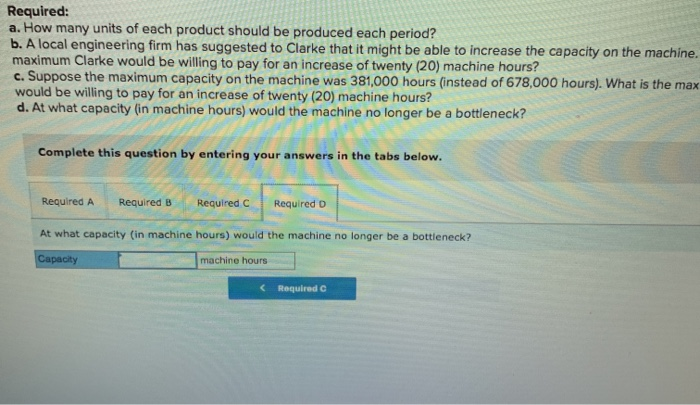 single machine for all products. Data on the individual products follow. Price