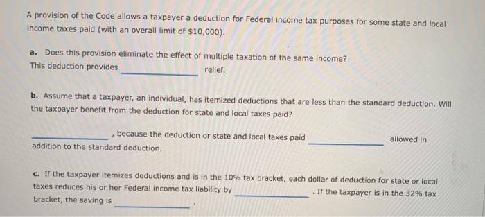  A provision of the Code allows a taxpayer a deduction for