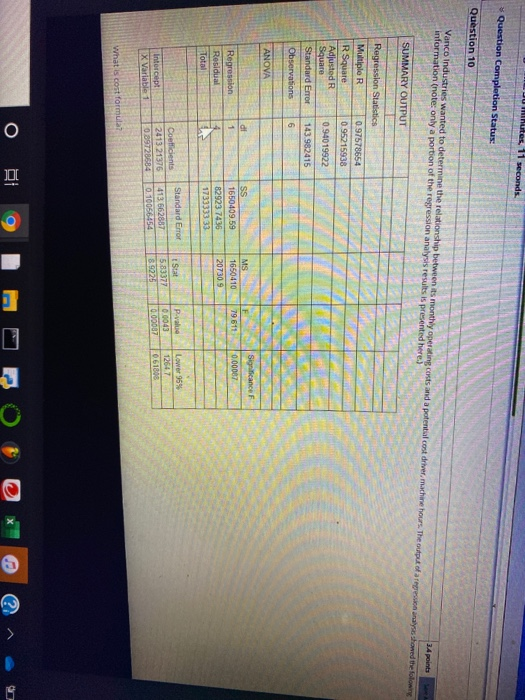  minutes. 11 seconds Question Completion Status: Question 10 3.4 points Vanco