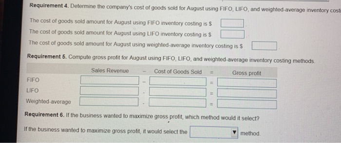 ro Requirement 1. Prepare a perpetual inventory record for the merchandise inventory