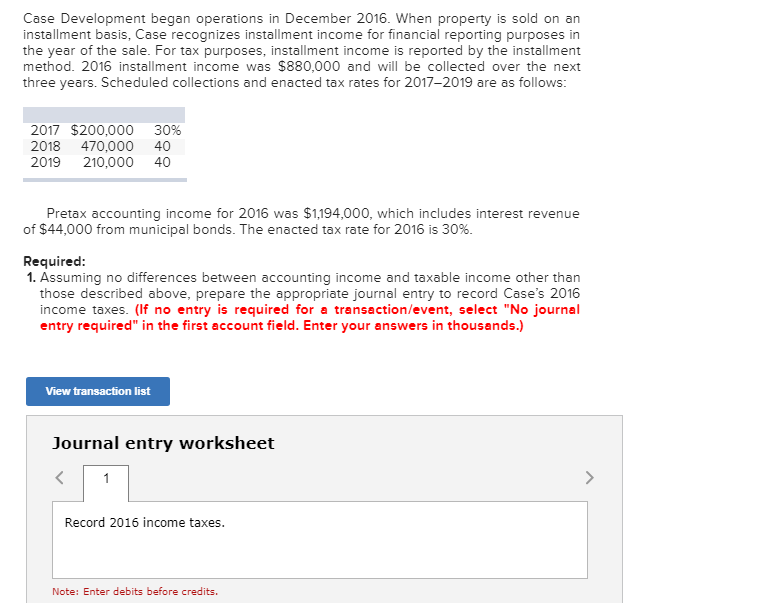  Case Development began operations in December 2016. When property is sold