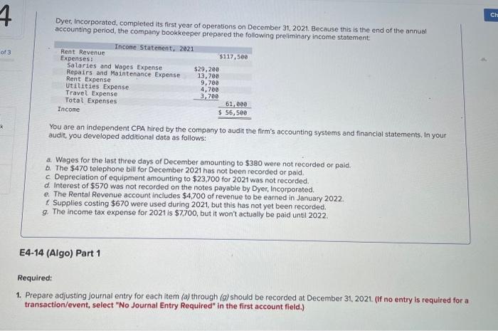  2. Prepare, in proper form, an adjusted income statement for 2021.