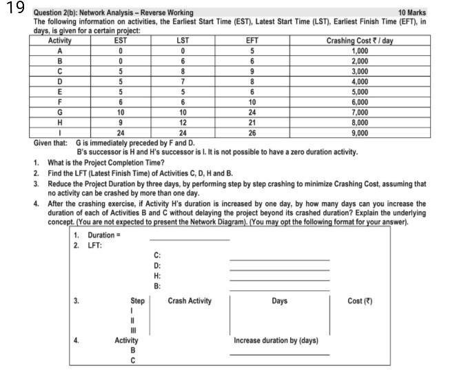 19 A B 0 0 D 6 G Question 2(b): Network