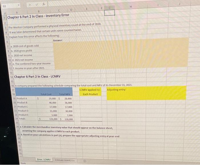  F G GI H D Chapter 6 Part 2 In Class