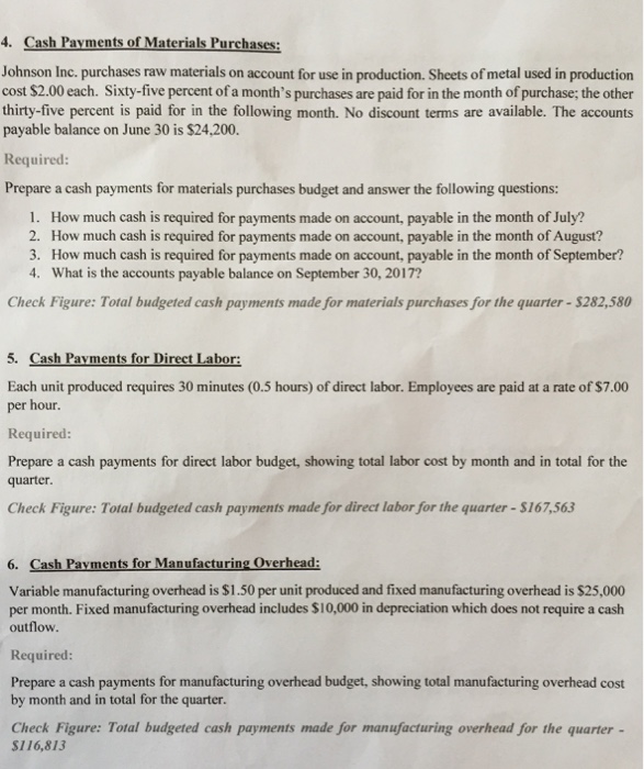 $100,000 cash (cash receipt). - Maintains a $20,000 minimum cash balance. -Any