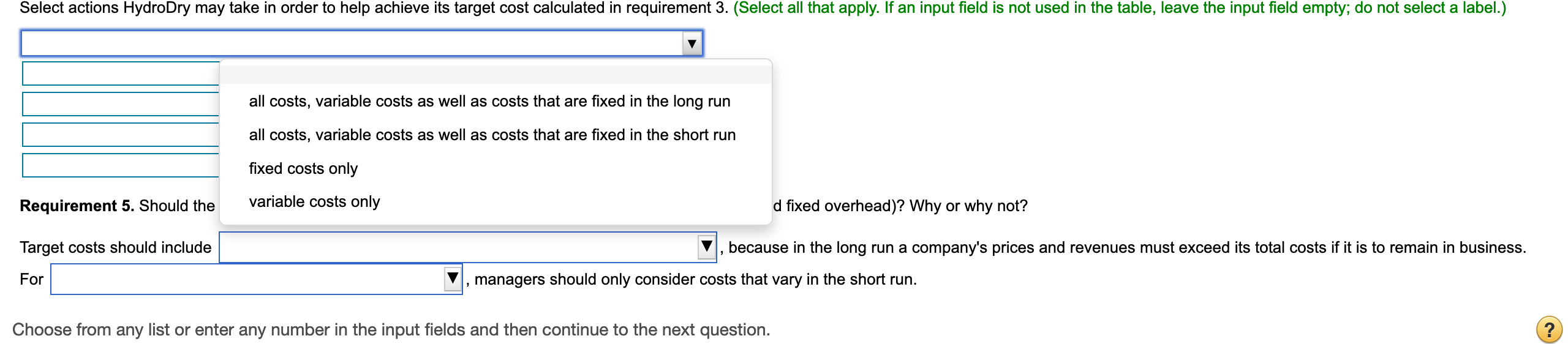 categories.) Read the requirements. Requirement 1. What is the estimated cost per
