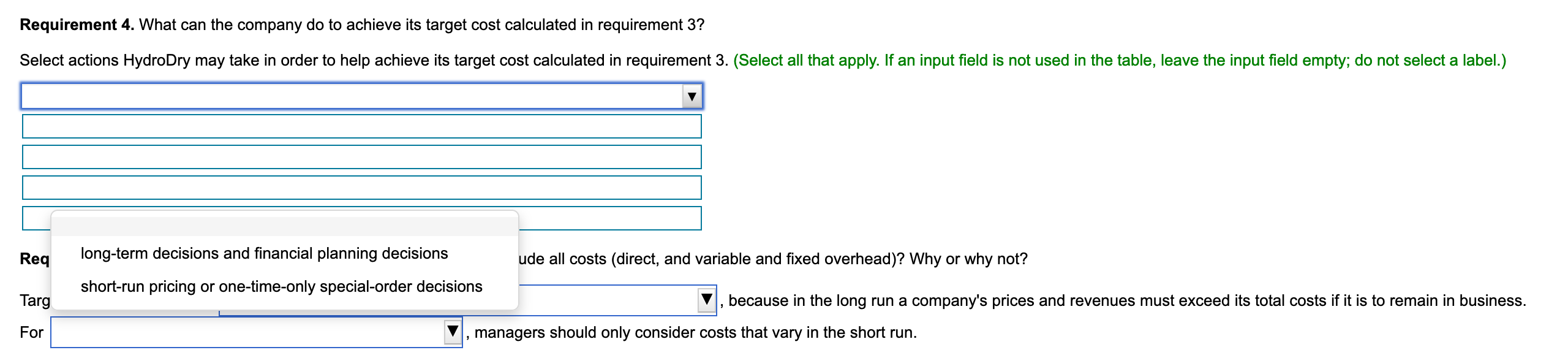 unit for Hydro Dry? Determine the formula, then compute the estimated cost