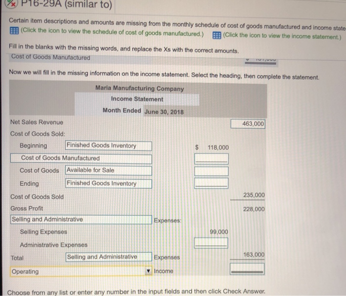  certain item description and amounts are missing from the monthly schedule