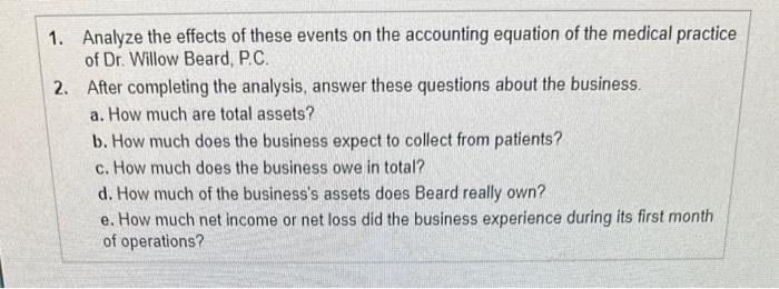 Beard, Professional Corporation (PC). experienced the following events (1) (Clikk the icon