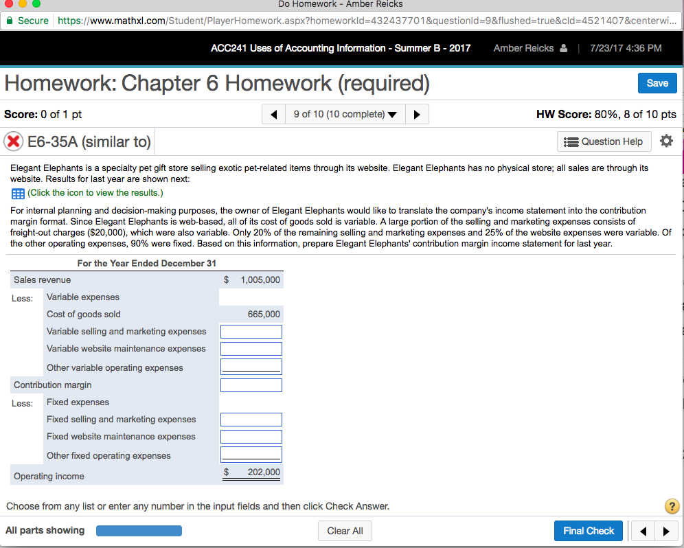 Do Homework Amber Reicks Secure https://www.mathxl.com/Student/PlayerHomework.aspx?homeworkld=43243770 1 &questionid=9&flushed=true&cld=4521407¢erwi ACC241 Uses of