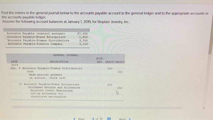 help please Post the entries in the general journal below to the