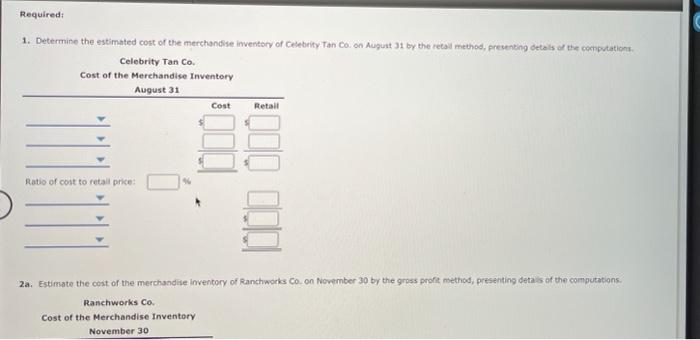 and sales for Celebrity Tan Co. and Ranchwork Co. are as follows: