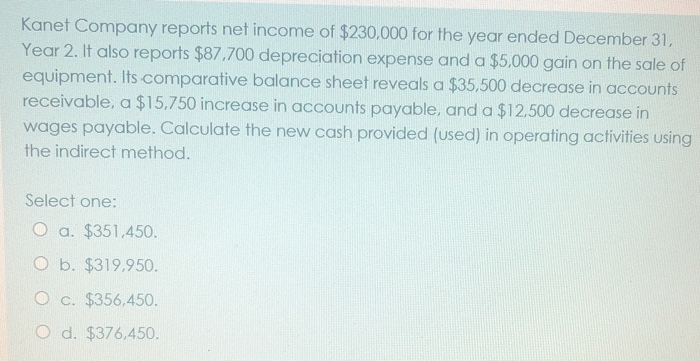 was provided (used) in operating activities? Select one: a. $(80,000) used. b.