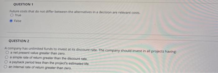 1 Future costs that do not differ between the alternatives in a