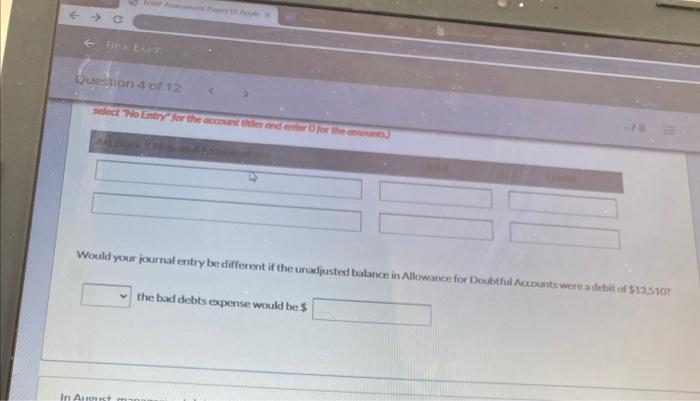 and record bad debts esperemo The following selected information is from Lawr's