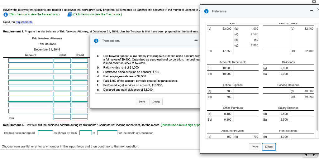 Type or paste question here Review the following transactions and related T-accounts